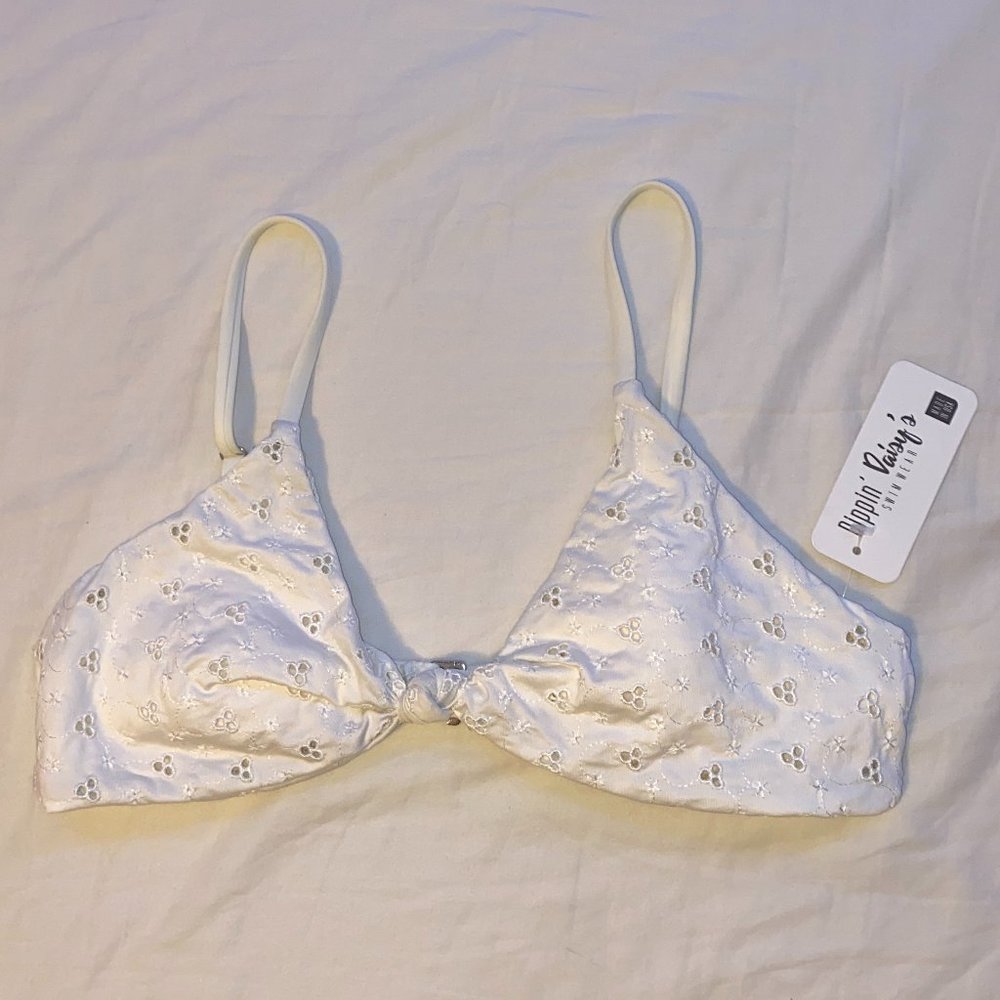 NWT Dippin Daisy's Zen Bikini Top White Eyelet